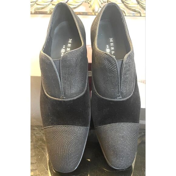 Mezlan Cap Toe Slip On Dress Loafers Men’s Black Velvet Shoes Size 10 M - Picture 1 of 14